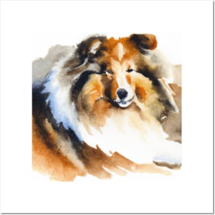 Shetland Sheepdog Watercolor Painting - Dog Lover Gifts Posters and Art